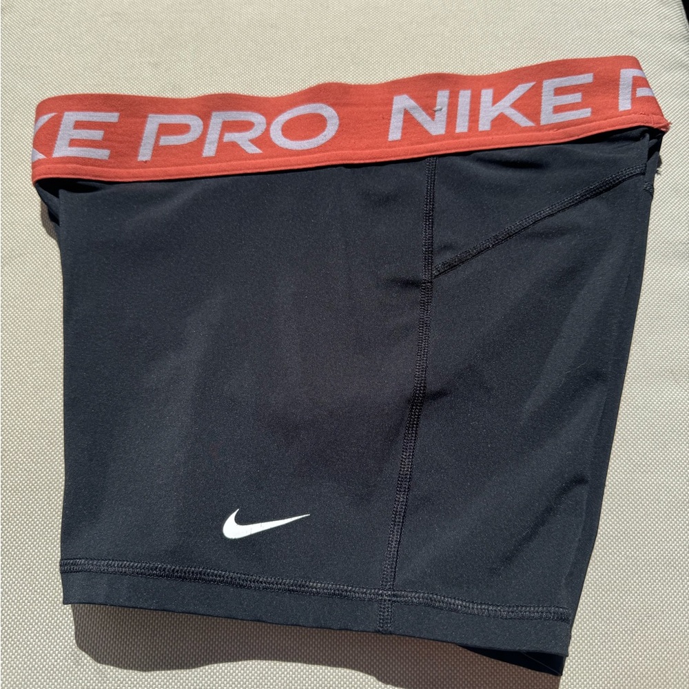 Nike Pro 3” Black and Orange Athletic Shorts